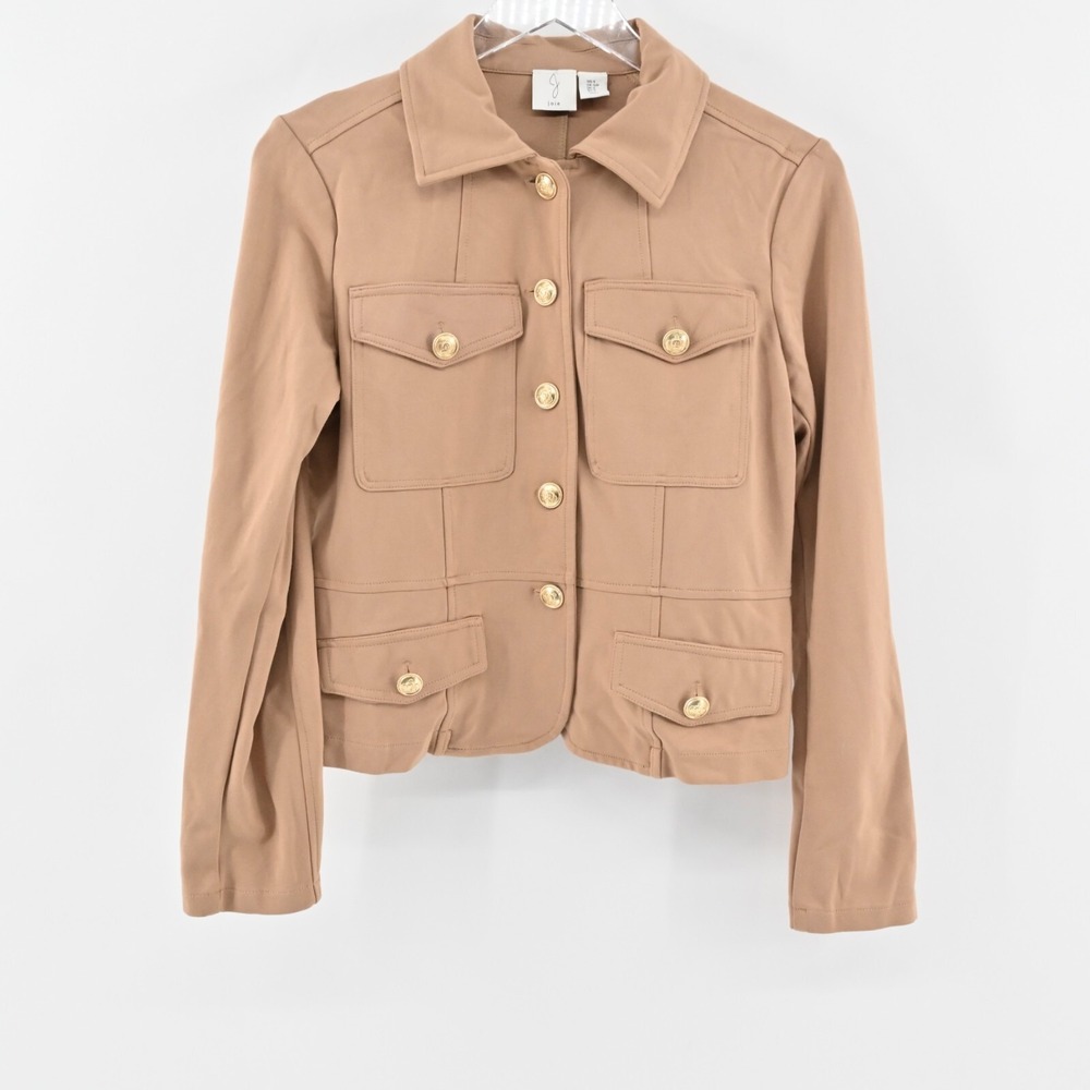 JOIE Jacket Womens Size S Tan Gold Button Front Utility Pocket Caspsule Neutrals